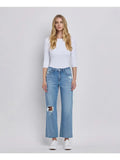 High Rise Crop Slim Wide Jeans