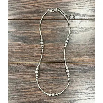 22-inch Clustered Silver Navajo Bead Necklace