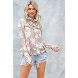 Hoodie Long Sleeve Floral Thumbhole Top