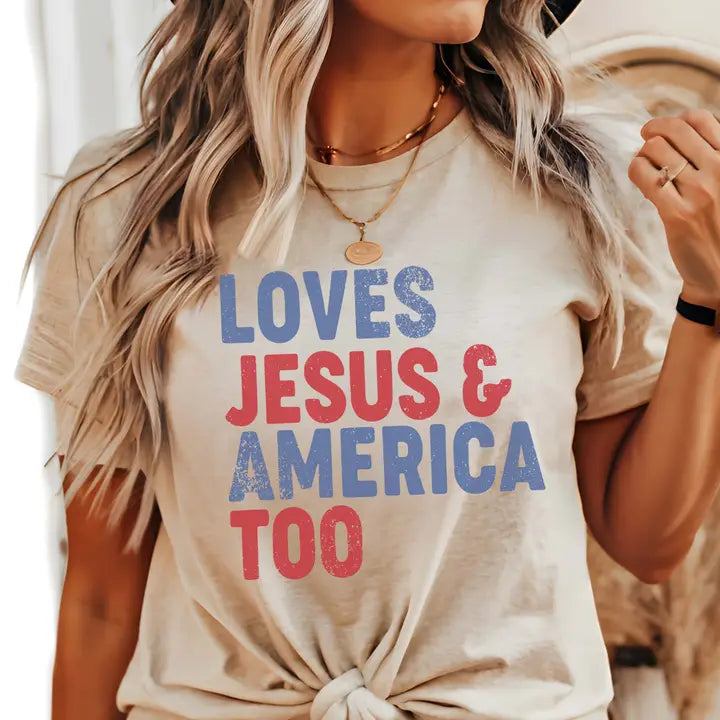 Loves Jesus & America Too Wholesale Tee