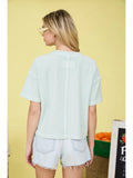 Ribbed Pocket Short Sleeve Knit Top