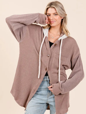 Button Hooded Sweatshirt