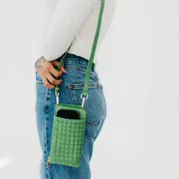 Woven Double Phone Bag Green