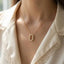 Gold Dipped Cz Pave Oval Pendant Necklace