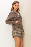 Faux Suede Biker Jacket