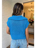Eyelet Knit Ribbed Hollow Out Sweater
