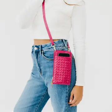 Woven Double Phone Bag Pink