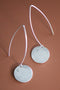 Silver Disc Long Metal Wire Threader Earrings