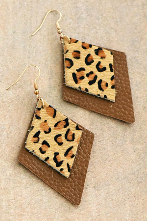 Leopard Print Double Layered Leather Earrings