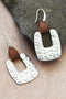 Hammered Metal Earrings with Leather Accent