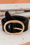 Classic Oval Buckle Leather Belt