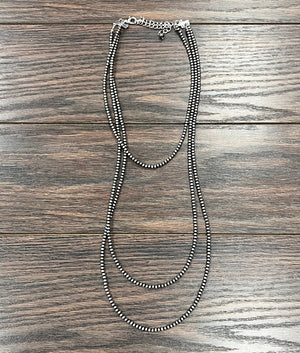 30" Long, 3-Strand Tiny 4mm Navajo Pearl Necklace