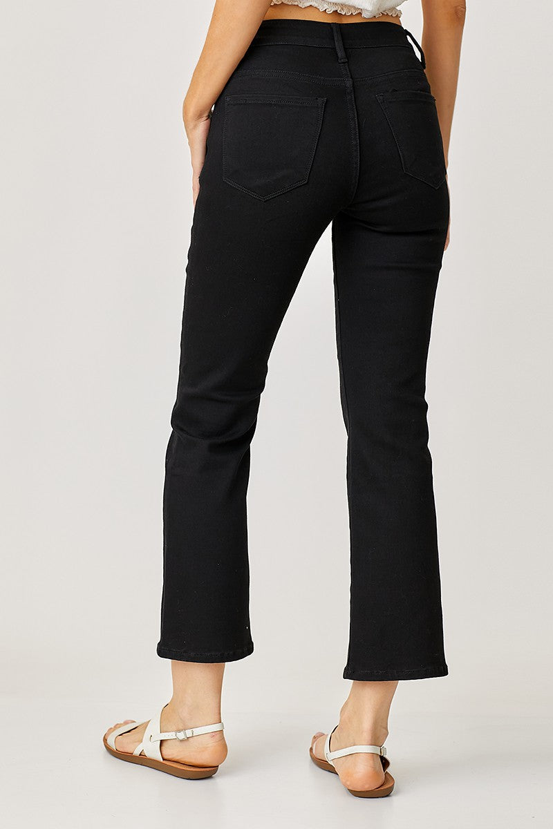 Plus Mid Rise Crop Black Straight Jeans
