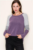 Colorblock Striped Sleeve Top