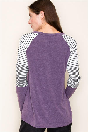 Colorblock Striped Sleeve Top