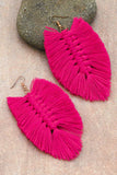 Boho Long Pink Macrame Tassel Drop Earrings