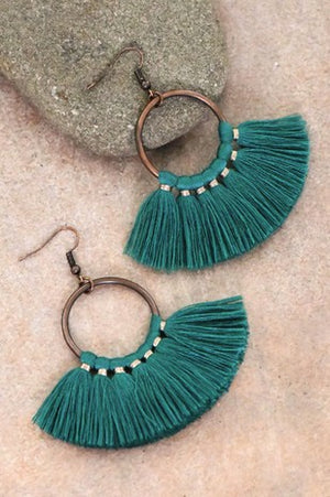 Boho Chic Fan Shaped Tassel Earrings