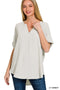 Split Neck Short Sleeve Top White