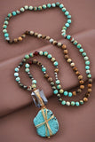 Natural Stone Bead Necklace with Stone Pendant