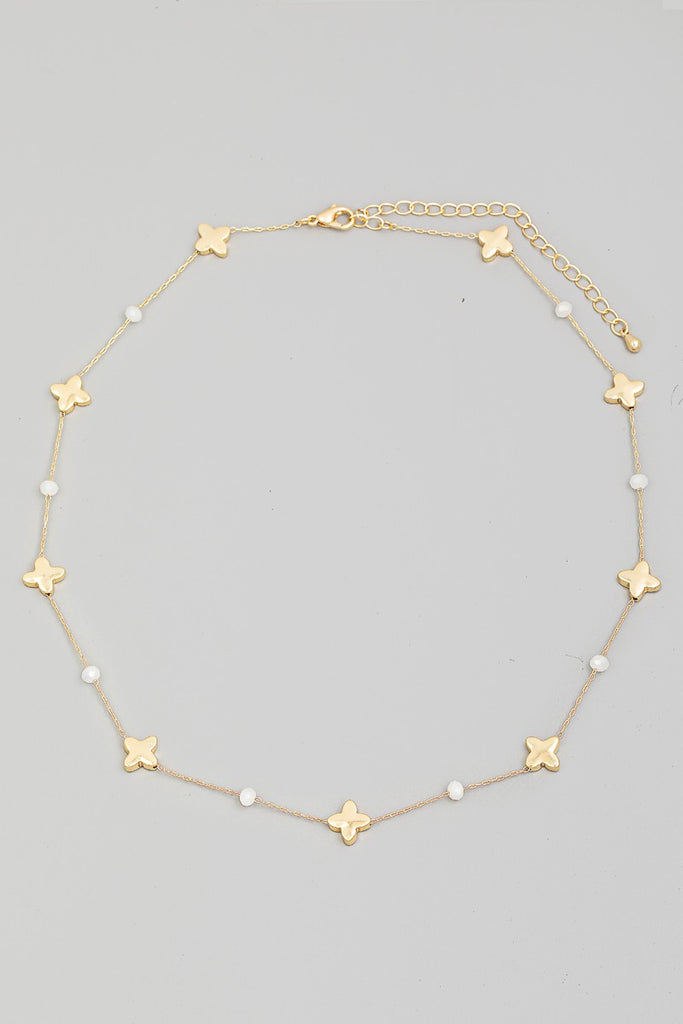 Dainty Chain Bead Cross Station Necklace