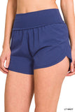 High Waisted Fold-over Shorts Navy