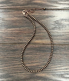 20" Long, 6mm Copper Navajo Pearl Necklace
