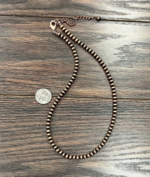 20" Long, 6mm Copper Navajo Pearl Necklace