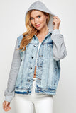 Fleece Denim Jacket w/Hood