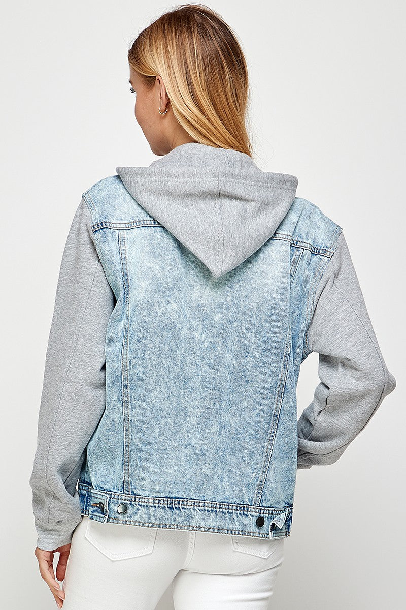 Fleece Denim Jacket w/Hood