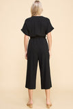 Button Front Jumpsuit with Pleat Details