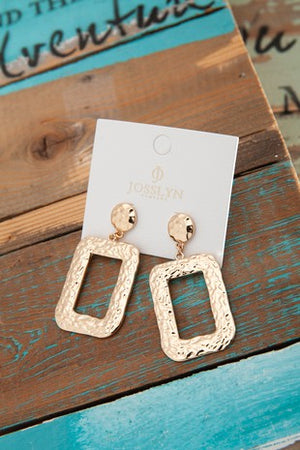 Hammered Rectangle Drop Earrings