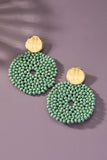 Large Wood Braided Disk Drop Earrings