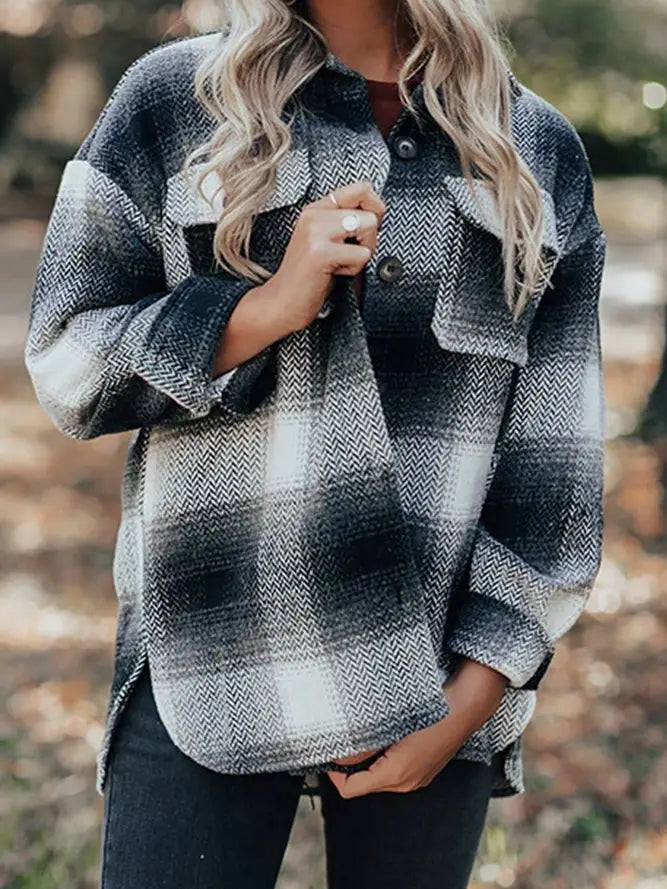 Black Plaid Pocket Shacket