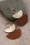 Brown and Gold Leather Drop Earrings