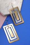 Geo Two Tone Layer Rectangle Shape Earrings