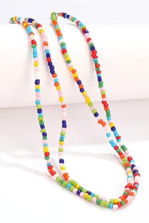 Double-Layer Colorful Beaded Choker Necklace