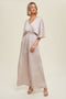 Satin Wide Leg Jumpsuit w/ Smocked Waist