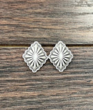 0.8" Long, Brass Concho Stud Earrings