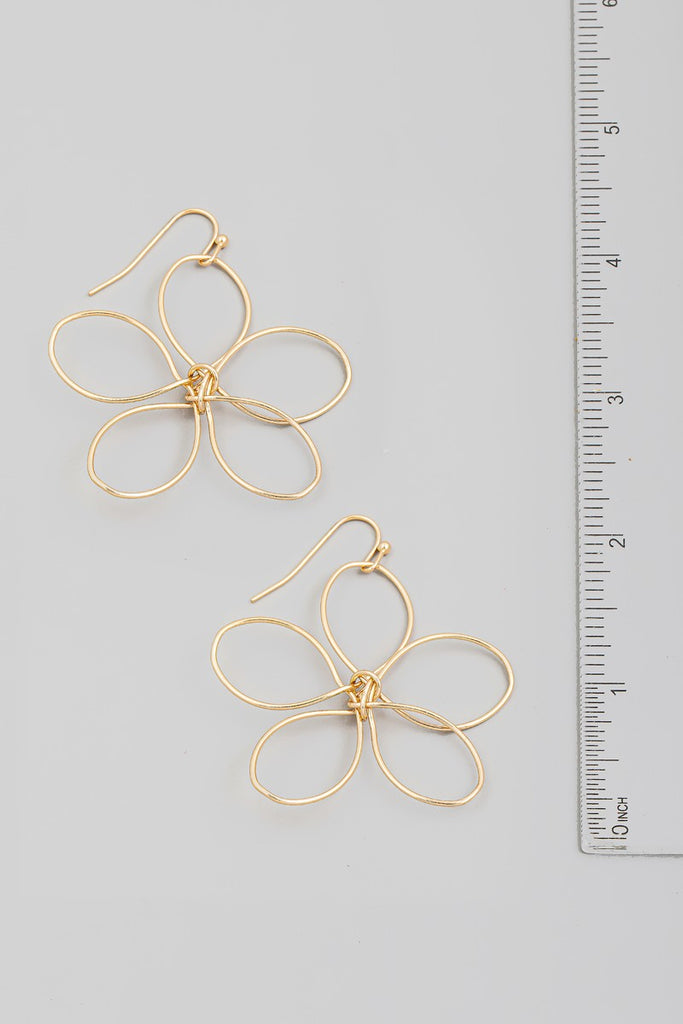 Wire Flower Cutout Drop Earrings