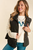 V Neck Snap Button Puffer Vest