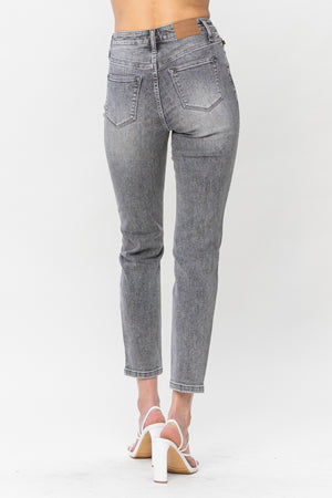 Grey High Waist Stone Wash Slim Fit