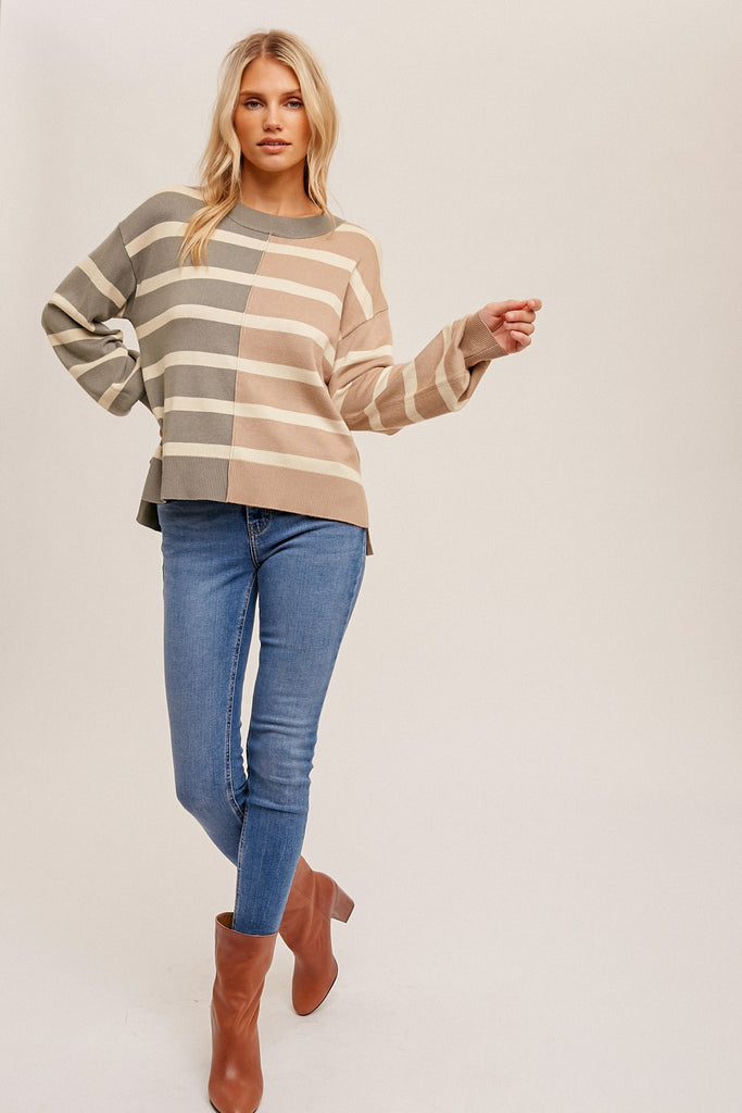 Color Block Stripe Oversized Sweater