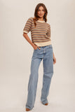Textured Weave Screw Neck Sweater