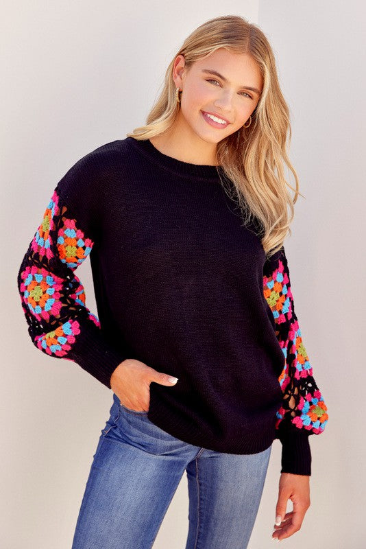 Solid Knit Unique Colors Sleeves Sweater