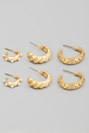 Assorted Metallic Hoop Earrings Set
