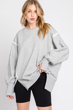 Chloe Washed Oversized Side Slit Crew