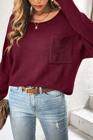 Solid Color Off Shoulder Rib Knit Sweater LP