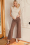 Acid Washed Frayed Hem Straight Pants Mahogany