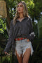 Mineral Dyed Contrast Top Charcoal