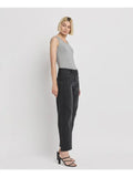 High Rise Ankle Barrel Leg Black